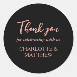 ブラック&バラ金ゴールド結婚のクラシックラウンドステッカー ラウンドシール