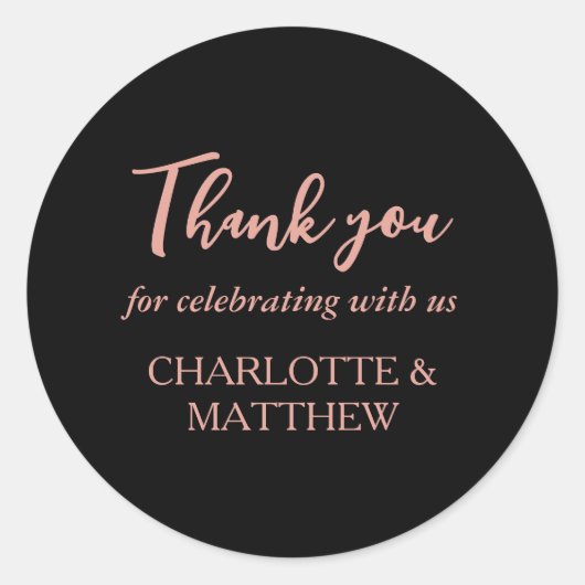 ブラック&バラ金ゴールド結婚のクラシックラウンドステッカー ラウンドシール (正面)