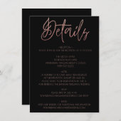 ブラック&バラ金ゴールド結婚グリッター詳細 エンクロージャーカード (正面/裏面)