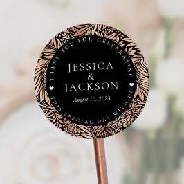 ブラック&バラ金ゴールド結婚ズ・サンキュー ラウンドシール