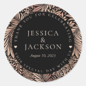 ブラック&バラ金ゴールド結婚ズ・サンキュー ラウンドシール (正面)