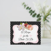 ブラック&バラ金ゴールド赤面ピンクレシピカード ポストカード (スタンド正面)