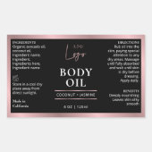 ブラック&バラ金ゴールド4 OZコスメティックボトルラップのまわりに 長方形シール (正面)