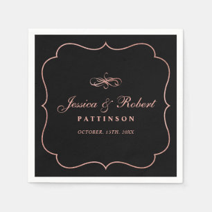 ブラック&バラ金ゴールド エレガントクラシックのナ結婚プキン スタンダードカクテルナプキン
