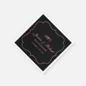 ブラック&バラ金ゴールド |エレガントクラシックのナ結婚プキン スタンダードカクテルナプキン (角)