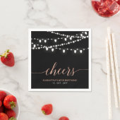 ブラック&バラ金ゴールド |大人エレガントの誕生日パーティー スタンダードカクテルナプキン (インサイチュ)