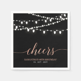 ブラック&バラ金ゴールド |大人エレガントの誕生日パーティー スタンダードカクテルナプキン