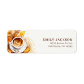 ブラック バーン オレンジの秋のウェディング 返信住所 ラベル (正面)