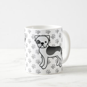 ブラック・パイボールド・アメリカンブルドッグのかわいいキャラクター犬 コーヒーマグカップ