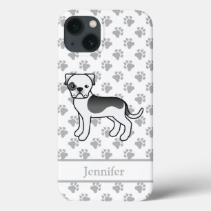 ブラック・パイボールド・アメリカンブルドッグのキャラクター・犬+名前 iPhone 13ケース