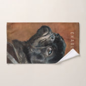 ブラック·パグ·ドッグ ハンドタオル (ハンドタオル)