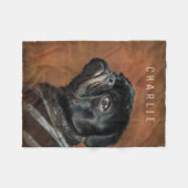 ブラック·パグ·ドパーソナライズされたッグ フリースブランケット (正面(横))