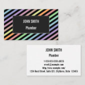 ブラック&パステルカラーラインパターンビジネスカード 名刺 (正面/裏面)