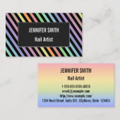 ブラック&パステルカラーラインパターンビジネスカード 名刺 (正面/裏面)