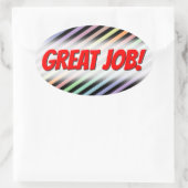 ブラック&パステルカラーラインパターン+素晴らし JOB! 楕円形シール (バッグ)