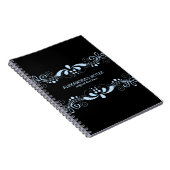 ブラック&パステルブルートーンフローラレースフレーム ノートブック (右側)