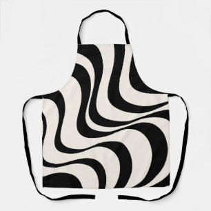 ブラック&パステルモダンレトロ波デザイン エプロン