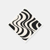 ブラック&パステルモダンレトロ波デザイン スタンダードカクテルナプキン (角)