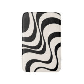 ブラック&パステルモダンレトロ波デザイン バスマット (正面縦)