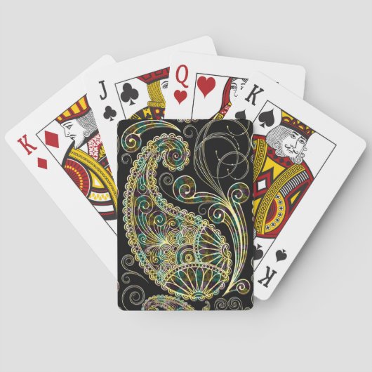 ブラック&パステルヴィンテージペイズリーパターン トランプ (裏面)