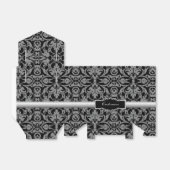 ブラック&パーソナライズされたシルバーのダマスクのお願いボックス フェイバーボックス (折り畳みなし)