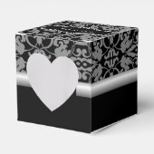 ブラック&パーソナライズされたシルバーダマスクハートお願いボックス フェイバーボックス (正面サイド)