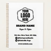 ブラック&パーソナライズされたホワイトのビジネス・ロゴ・ブランド プランナー手帳 (正面)