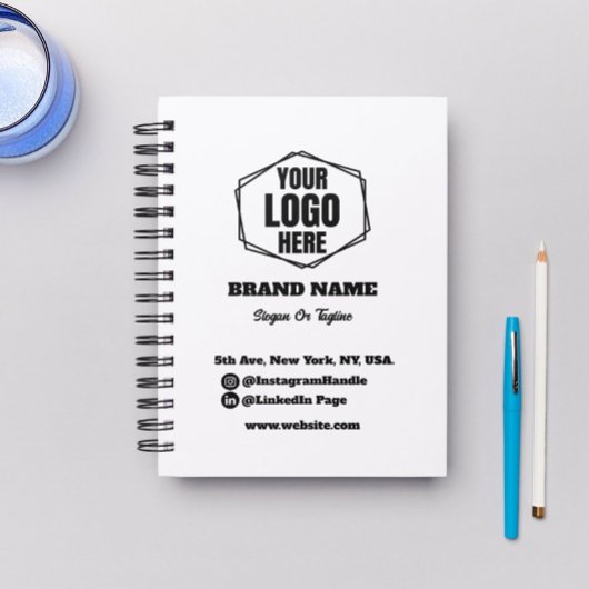 ブラック&パーソナライズされたホワイトのビジネス・ロゴ・ブランド プランナー手帳