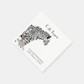 ブラック&パーソナライズされたホワイトジャガービジネスナプキンス スタンダードカクテルナプキン (角)