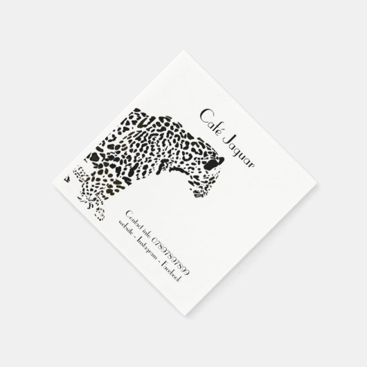ブラック&パーソナライズされたホワイトジャガービジネスナプキンス スタンダードカクテルナプキン (角)
