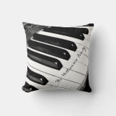 ブラック&パーソナライズされたホワイトミュージックをテーマにしたピアノ鍵 クッション (正面)
