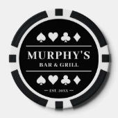 ブラック&パーソナライズされたホワイト名前をカスタムするカジノ ポーカーチップ (正面)