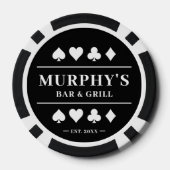 ブラック&パーソナライズされたホワイト名前をカスタムするカジノ ポーカーチップ (裏面)