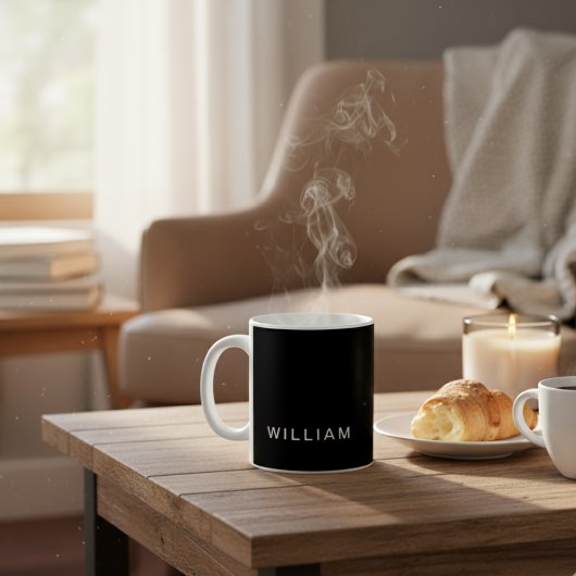 ブラック&パーソナライズされたモノグラム付きカスタム コーヒーマグカップ