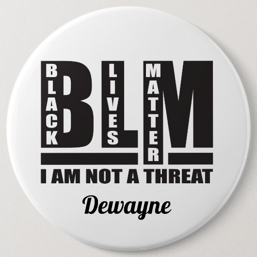 ブラック·パーソナライズされたライブズ·マター 缶バッジ (正面)