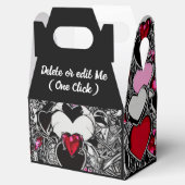 ブラック&パーソナライズされた赤いハートイラストレビーボックス フェイバーボックス (オープン)