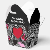 ブラック&パーソナライズされた赤いハートイラストレビーボックス フェイバーボックス (オープン)