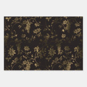 ブラック&パーソナライズされた金ゴールドクリスマスプレゼント ラッピングペーパーシート (正面3)