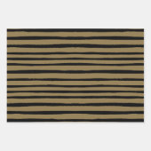 ブラック&パーソナライズされた金ゴールドクリスマスプレゼント ラッピングペーパーシート (正面2)