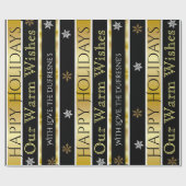 ブラック&パーソナライズされた金ゴールドクリスマス ラッピングペーパー (フラット)