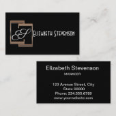 ブラック、パーソナル、カード、ロゴ、ミニマルマネージャ 名刺 (正面/裏面)