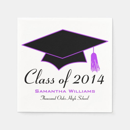 ブラック&パープルグラッドハットエクシデーションナプキンス スタンダードカクテルナプキン (正面)