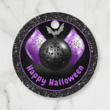 ブラック&パープルグリッターハロウィーンオーナメント