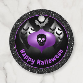 ブラック&パープルグリッターハロウィーンオーナメント フェイバータグ