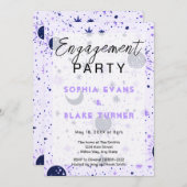 ブラック&パープルシナ結婚ス婚約パーティ 招待状 (正面/裏面)