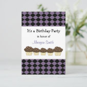 ブラック&パープルダイヤモンド誕生日招待状 招待状 (スタンド正面)