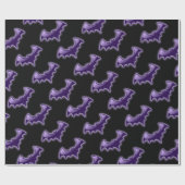 ブラック&パープルナイトウィングこうもりラッピング紙 ラッピングペーパー (フラット)
