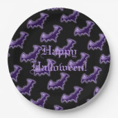 ブラック&パープルナイトウィングこうもり紙プレート ペーパープレート (正面)