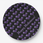 ブラック&パープルナイトウィングこうもり ペーパープレート (正面)