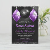 ブラック&パープルハロウィーンオーナメントスイーツ16 招待状 (スタンド正面)